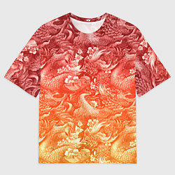 Футболка оверсайз мужская Огненная татуировка с элементами дракона, цвет: 3D-принт