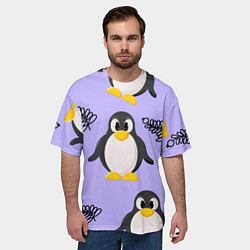 Футболка оверсайз мужская Пингвин и веточка, цвет: 3D-принт — фото 2