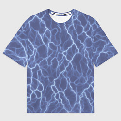 Футболка оверсайз мужская Электрический разряд на голубом фоне, цвет: 3D-принт