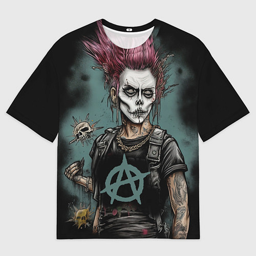 Мужская футболка оверсайз Девушка анархистка / 3D-принт – фото 1