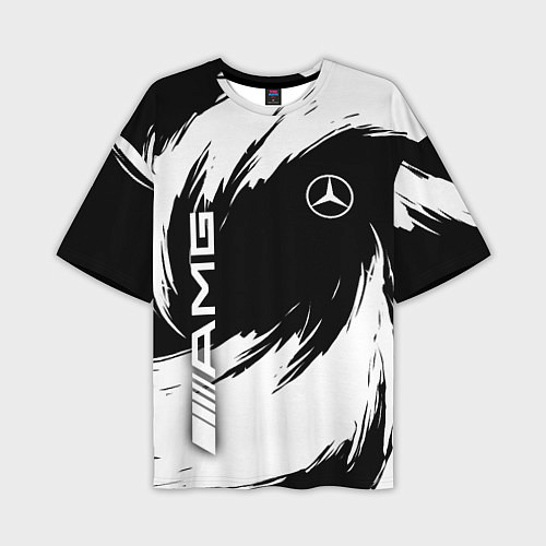 Мужская футболка оверсайз Mercedes benz - white color / 3D-принт – фото 1
