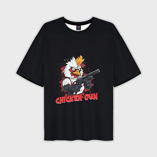 Мужская футболка оверсайз Chicken gun pew pew / 3D-принт – фото 1