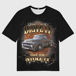 Мужская футболка оверсайз Хот род на базе машины 50-х годов Ford F-100