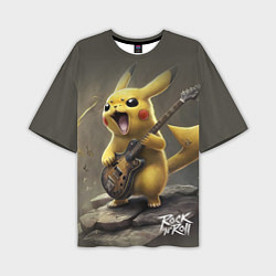 Футболка оверсайз мужская Pikachu rock, цвет: 3D-принт