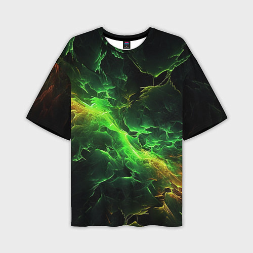 Мужская футболка оверсайз Зеленая молния / 3D-принт – фото 1
