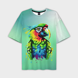 Мужская футболка оверсайз Разноцветный попугай