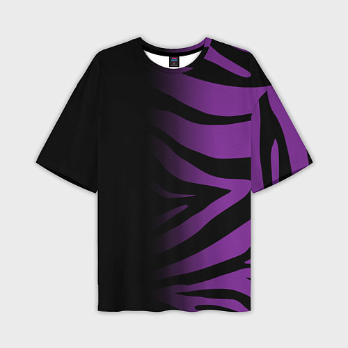 Мужская футболка оверсайз Фиолетовый с черными полосками зебры / 3D-принт – фото 1