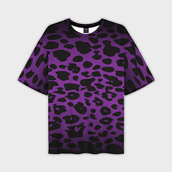 Мужская футболка оверсайз Фиолетовый леопард