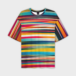 Мужская футболка оверсайз Разноцветные горизонтальные полосы