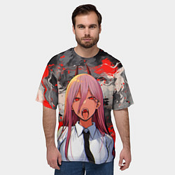 Футболка оверсайз мужская Демон Пауэр - Человек бензопила, цвет: 3D-принт — фото 2