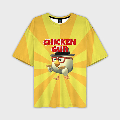 Мужская футболка оверсайз Chicken Gun с пистолетами / 3D-принт – фото 1