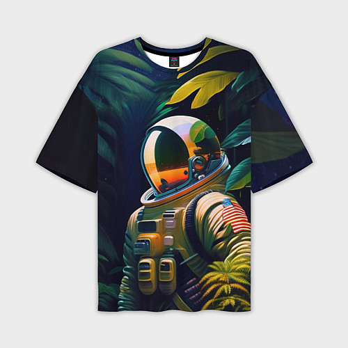 Мужская футболка оверсайз Космонавт в зарослях / 3D-принт – фото 1