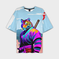 Мужская футболка оверсайз Тигр-самурай - Япония