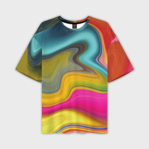 Мужская футболка оверсайз Волны цвета / 3D-принт – фото 1