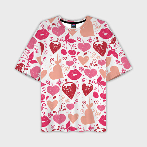 Мужская футболка оверсайз Клубничная любовь / 3D-принт – фото 1