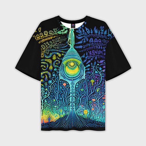 Мужская футболка оверсайз Психоделика разноцветная - нейронная сеть / 3D-принт – фото 1