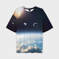 Мужская футболка оверсайз Космос и планета Сатурн