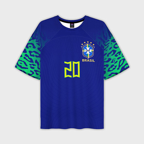 Мужская футболка оверсайз Винисиус Жуниор ЧМ 2022 сборная Бразилии гостевая / 3D-принт – фото 1