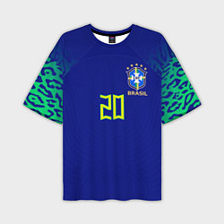 Мужская футболка оверсайз Винисиус Жуниор ЧМ 2022 сборная Бразилии гостевая