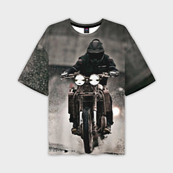 Мужская футболка оверсайз Мотоцикл в дождь