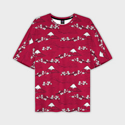 Мужская футболка оверсайз Японский паттерн - цветение сакуры