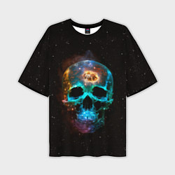 Мужская футболка оверсайз Космический череп - нейронная сеть