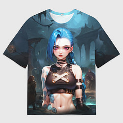 Мужская футболка оверсайз Arcane League of Legends Jinx