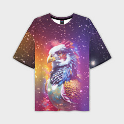 Мужская футболка оверсайз Fantastic bird and starry space
