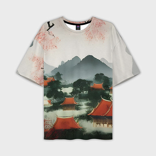 Мужская футболка оверсайз Китайская деревня / 3D-принт – фото 1