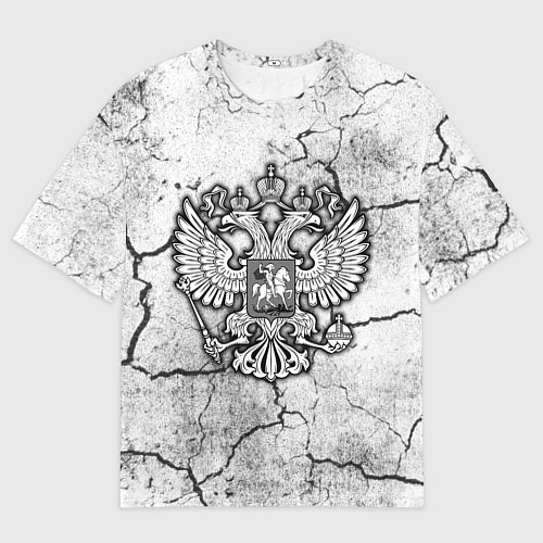 Мужская футболка оверсайз Герб РФ - потресканная земля / 3D-принт – фото 1