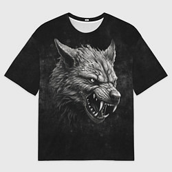 Мужская футболка оверсайз Волк - grunge style