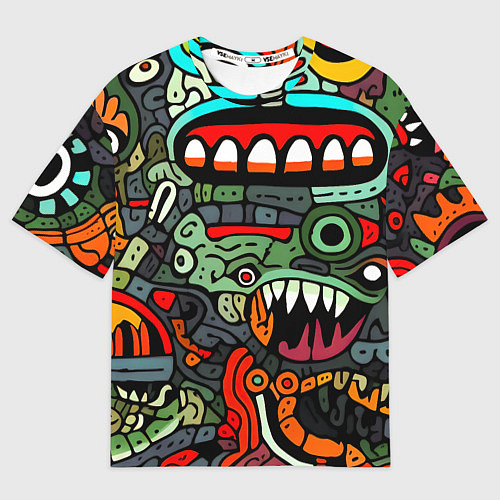 Мужская футболка оверсайз Монстры в зеленом и оранжевом - нейросеть / 3D-принт – фото 1