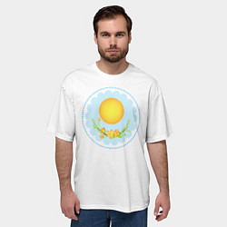 Футболка оверсайз мужская Солнце и цветы, цвет: 3D-принт — фото 2