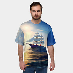 Футболка оверсайз мужская Парусный корабль бриг, цвет: 3D-принт — фото 2