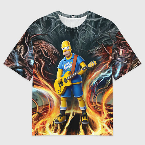 Мужская футболка оверсайз Гомер Симпсон играет на гитаре / 3D-принт – фото 1