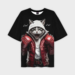 Мужская футболка оверсайз Cool fighting cat