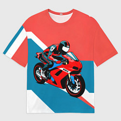 Мужская футболка оверсайз Нарисованный мотоциклист