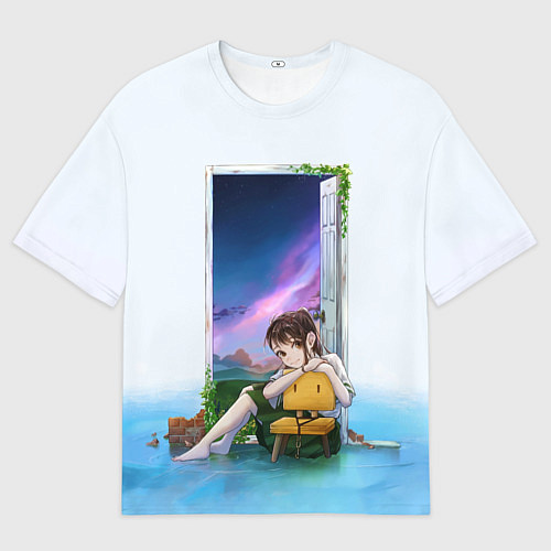 Мужская футболка оверсайз Судзумэ закрывающая двери / 3D-принт – фото 1