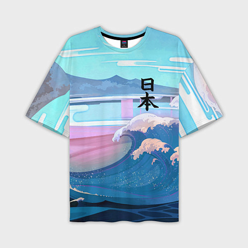 Мужская футболка оверсайз Japan - landscape - waves / 3D-принт – фото 1