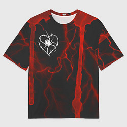 Футболка оверсайз мужская Гранж, разводы и паук, цвет: 3D-принт