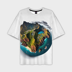 Мужская футболка оверсайз Планета с одним островом
