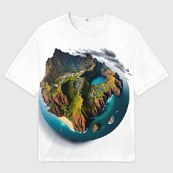 Мужская футболка оверсайз Планета с одним островом