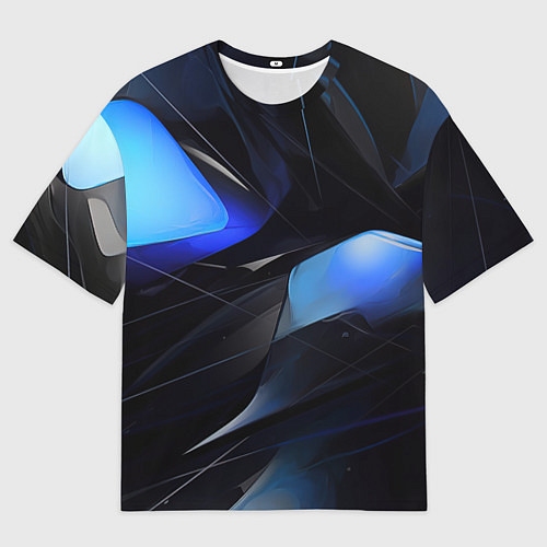 Мужская футболка оверсайз Black blue elements / 3D-принт – фото 1
