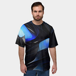 Футболка оверсайз мужская Black blue elements, цвет: 3D-принт — фото 2