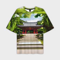 Мужская футболка оверсайз Японский храм синто