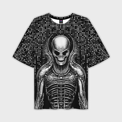 Мужская футболка оверсайз Скелет пришельца / 3D-принт – фото 1