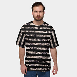 Футболка оверсайз мужская В полоску с ахегао, цвет: 3D-принт — фото 2