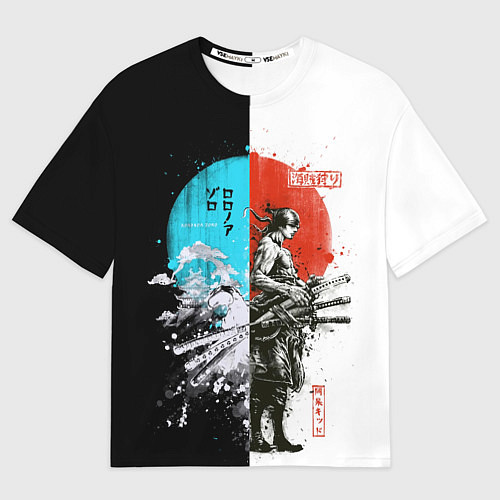 Мужская футболка оверсайз Зоро в инверсии - One Piece / 3D-принт – фото 1