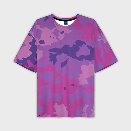 Мужская футболка оверсайз Фиолетовый камуфляж / 3D-принт – фото 1