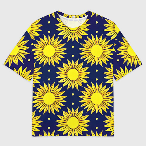 Мужская футболка оверсайз Солнечный паттерн / 3D-принт – фото 1
